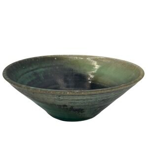 Vintage signed‎ Loercher Green Pottery Bowl 99